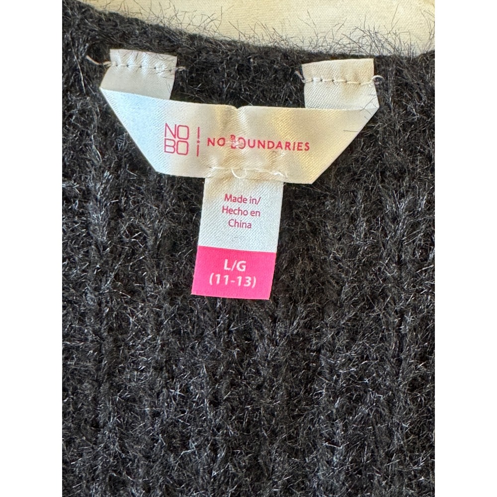 Twist Front Sweater Women Small Black Faux Pearl Embellished V-Neck - Picture 5 of 8